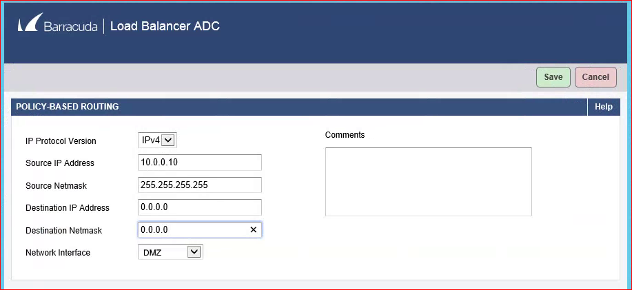 Barracuda ADC Policy Based Route