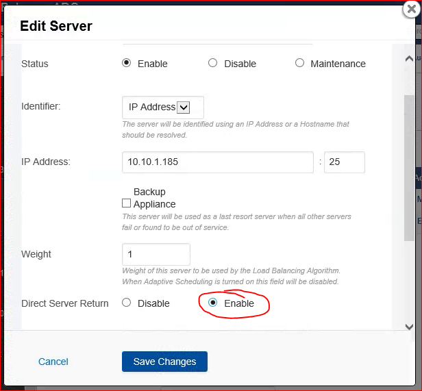 Enable Direct Server Return on the Barracuda ADC