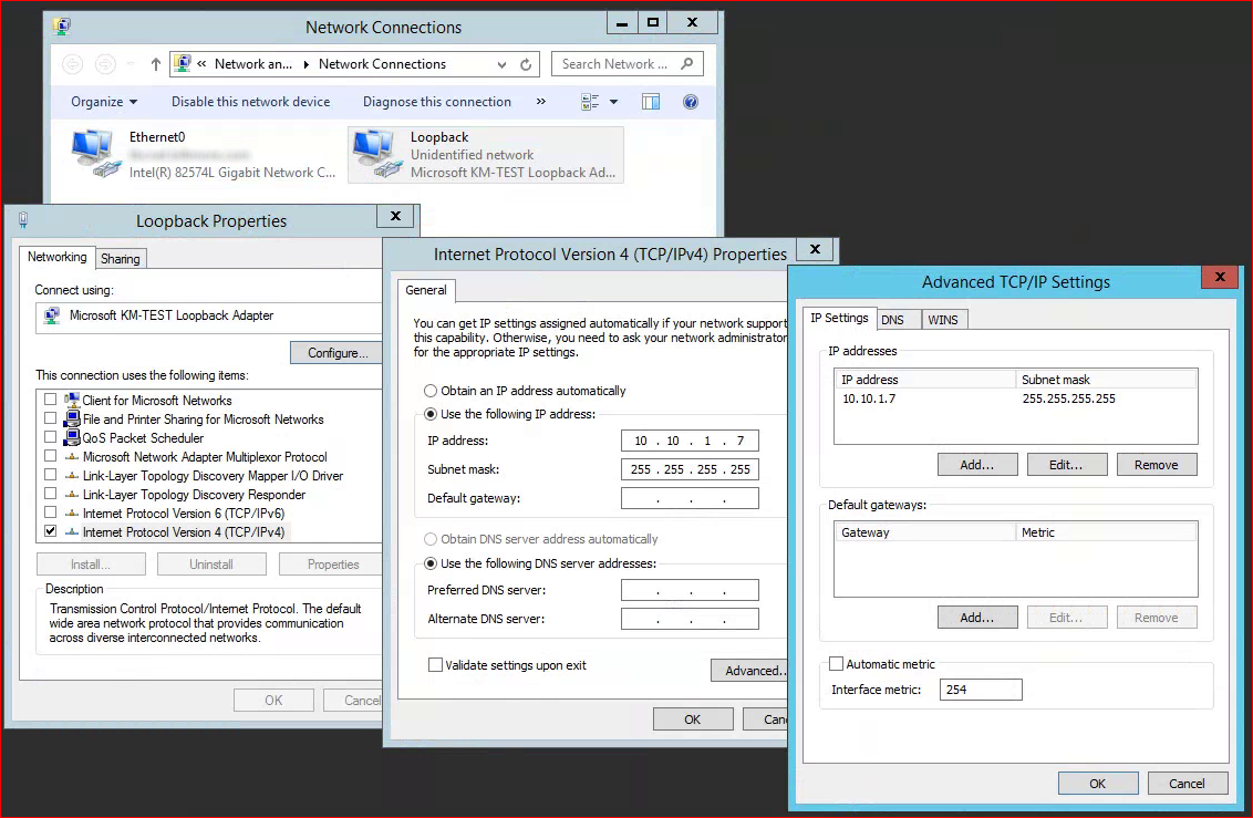 Loopback Interface Settings