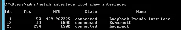 Show interfaces via netsh